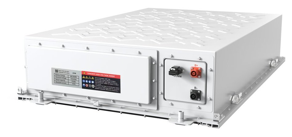 48 kWh liquid-cooled LFP battery pack, 153.6 V / 314 Ah