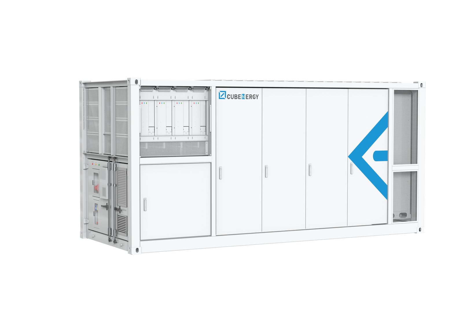 PowerCombo containerized BESS front view, 20-ft ISO container
